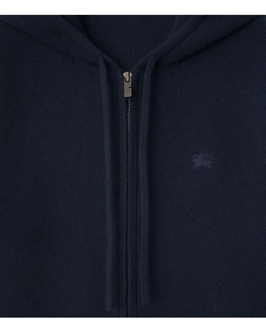 Burberry Blue Cashmere-Blend Zip-Up Slim Hoodie for men