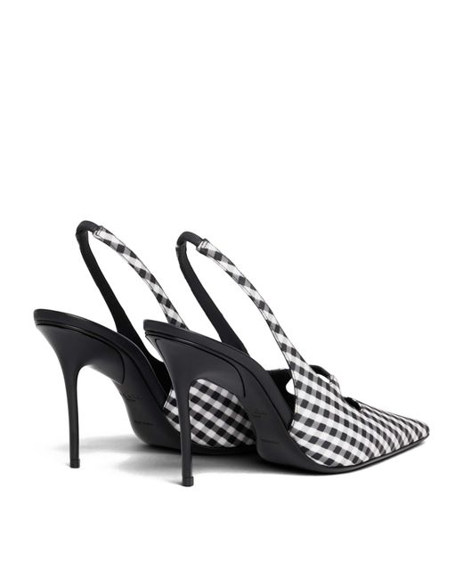 Alaïa Metallic Vichy Print Drop Slingback Pumps 80