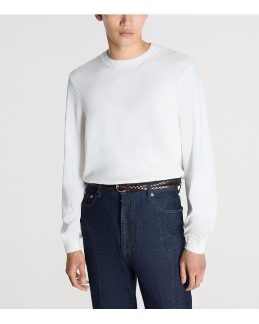 Dunhill White Cotton Crew-Neck Sweater for men