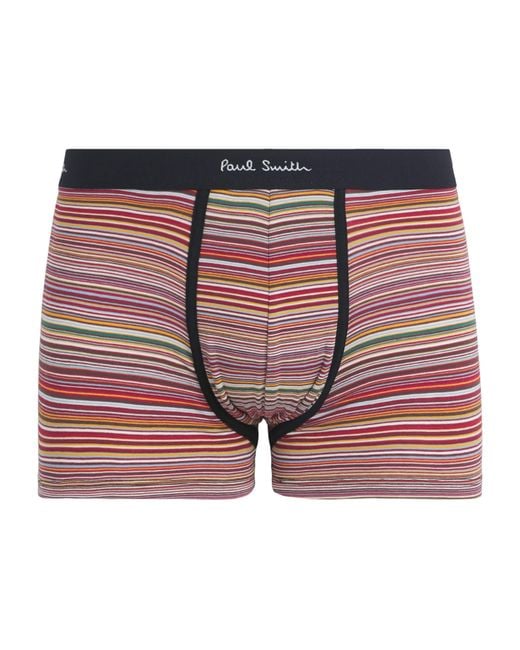 Paul Smith Blue Stretch-Organic Cotton Signature Stripe Trunks for men