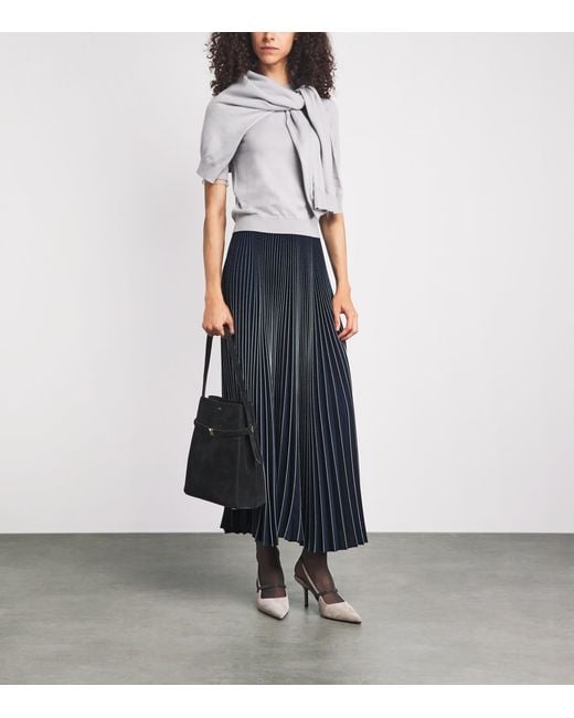 Fabiana Filippi Blue Crêpe De Chine Pleated Maxi Skirt