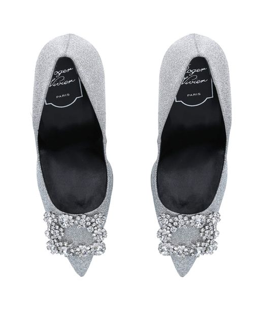 Roger Vivier White Flower Strass Pumps 100