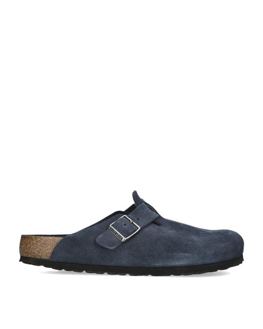 Birkenstock Blue Suede Boston Clogs for men