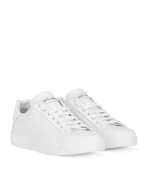 Dolce & Gabbana White Leather Logo Sneakers for men