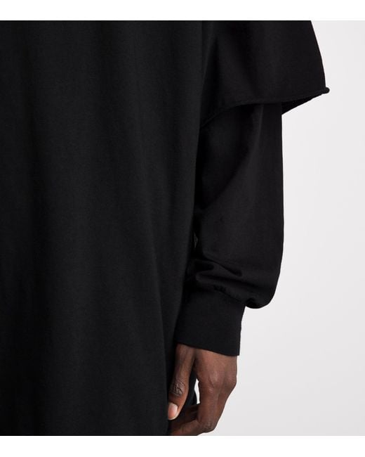 Rick Owens Black Oversized Tommy Hustler Hoodie for men
