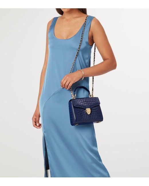 Aspinal Blue Midi Mayfair Top-Handle Bag