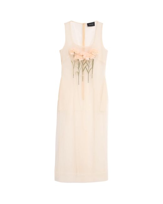 Simone Rocha Natural Tulle Carnation Midi Dress