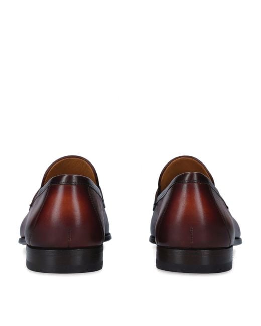 Magnanni Shoes Red Leather Delos Dress Loafers for men