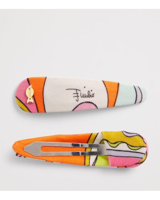 Emilio Pucci Pink Printed Hair Clips