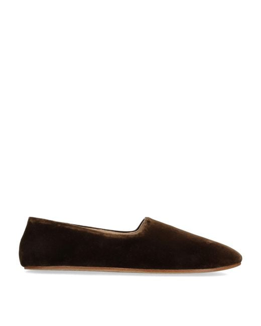 The Row Brown Ponti Velvet Slippers