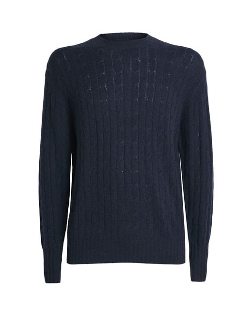N.Peal Cashmere Blue Organic Cashmere Cable-Knit Thames Sweater for men