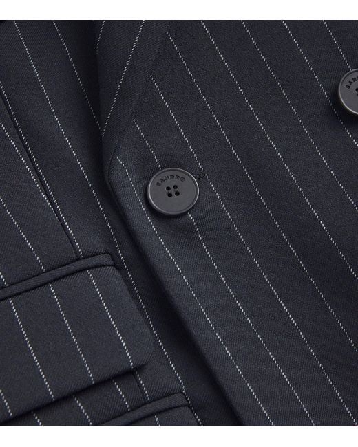 Sandro Black Striped Double-Breasted Blazer