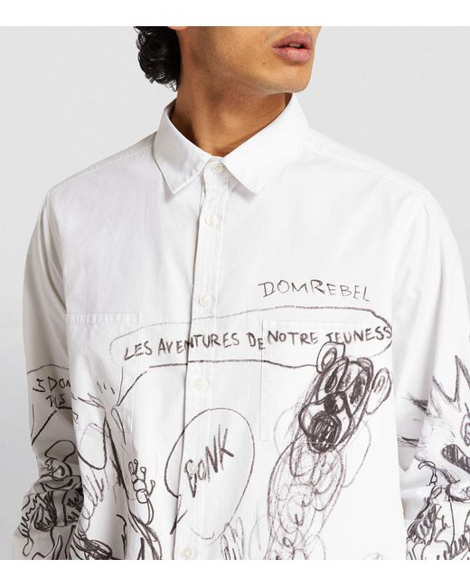 DOMREBEL White Cotton Sketch Shirt for men
