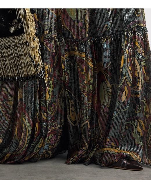Etro Multicolor Silk-Blend Paisley Maxi Skirt