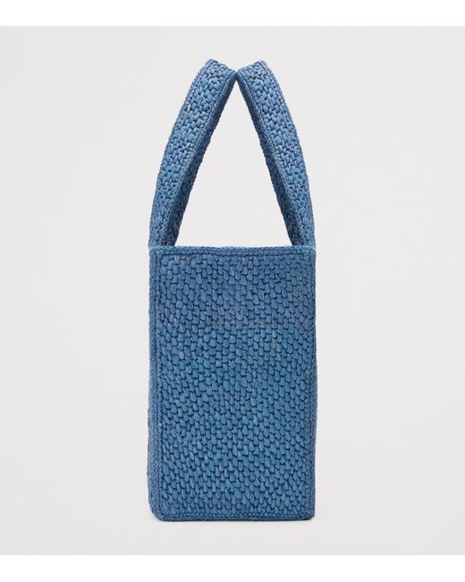 Loewe X Paula's Ibiza Medium Raffia Font Tote Bag in Blue