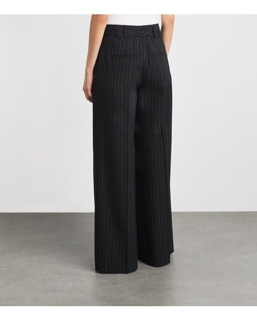 ME+EM Black Pinstripe Wide-Leg Trousers