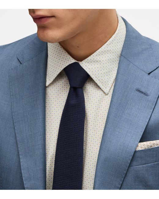 Boss Blue Virgin Wool-Silk 2-Piece Suit for men