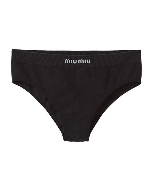 Miu Miu Black Ribbed Seamless Briefs
