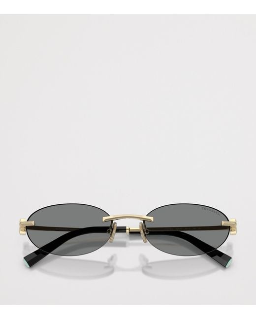 Tiffany & Co Metallic Metal Tf3119D Oval Sunglasses