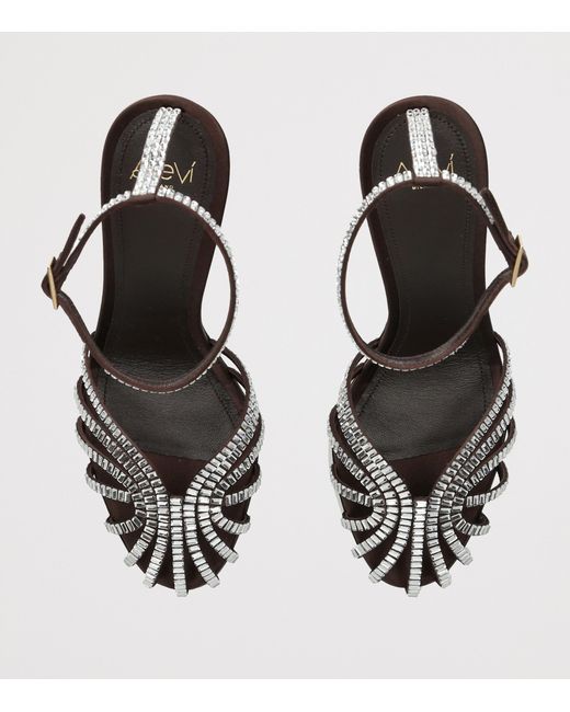 ALEVI Black Satin Penelope Xtal Heeled Sandals 95