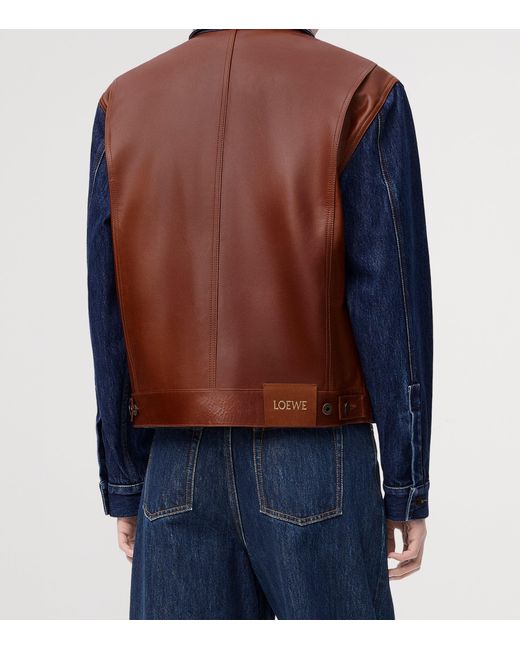 Loewe Blue Leather-Denim Hybrid Jacket for men
