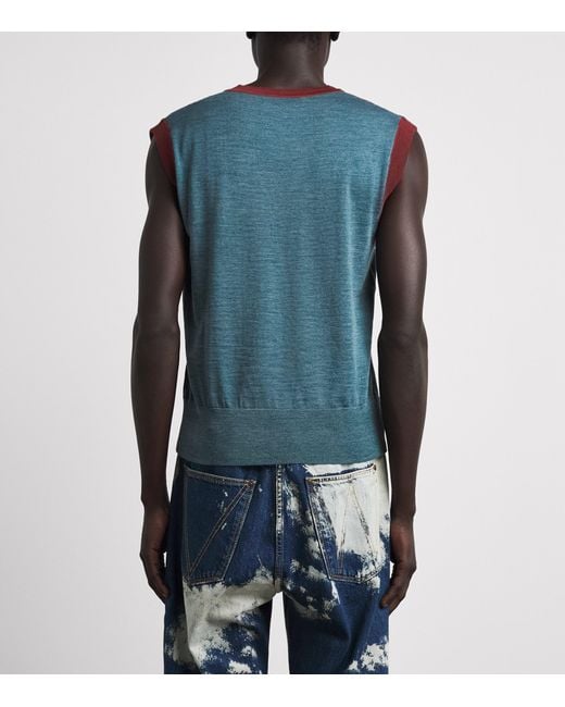 Vivienne Westwood Blue Wool-Cotton Argyle Sweater Vest for men