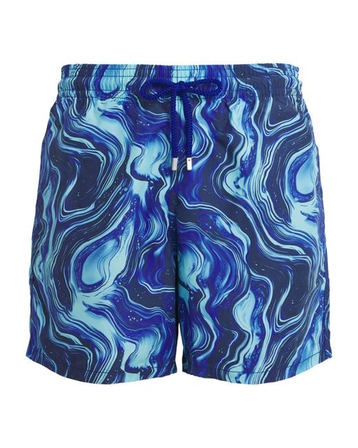 Vilebrequin Blue Marble Print Moorea Swim Shorts for men