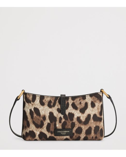 Dolce & Gabbana Brown Leopard-Print Lock Shoulder Bag