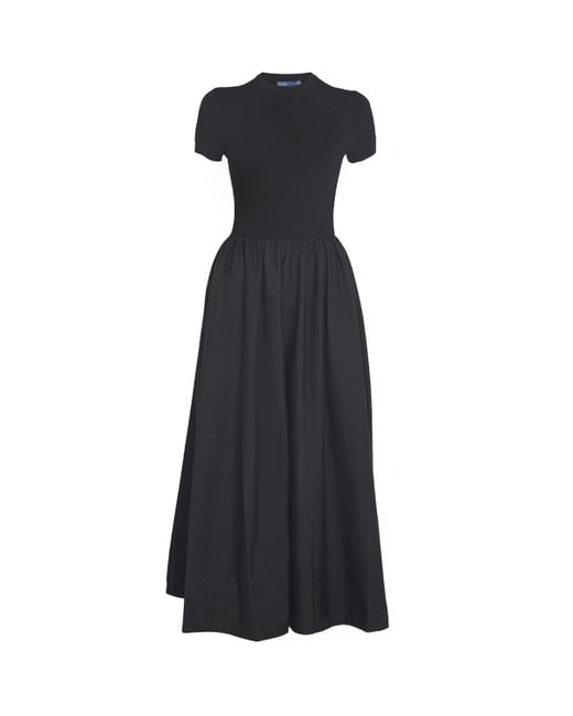 Polo Ralph Lauren Black Knit-Top Midi Dress