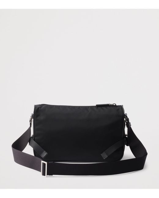 Prada Black Medium Re-Nylon And Leather Messenger Bag for men