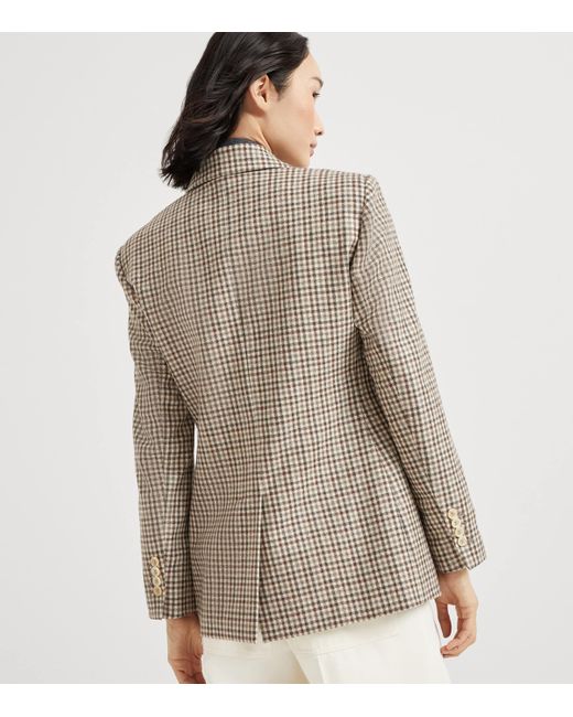 Brunello Cucinelli Natural Virgin Wool Flannel Check Blazer