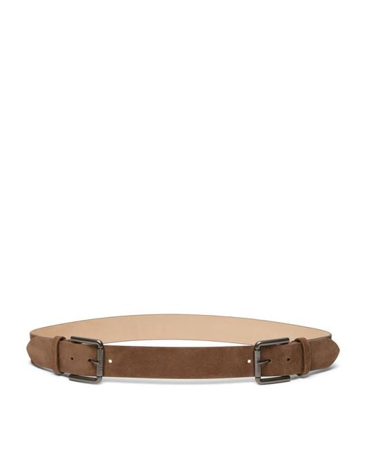Max Mara Brown Suede Double-Buckle Belt
