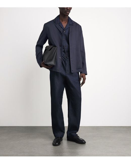 Corneliani Blue Linen-Wool Overshirt for men