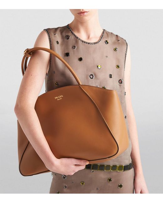 Prada Brown Large Leather Tote Bag