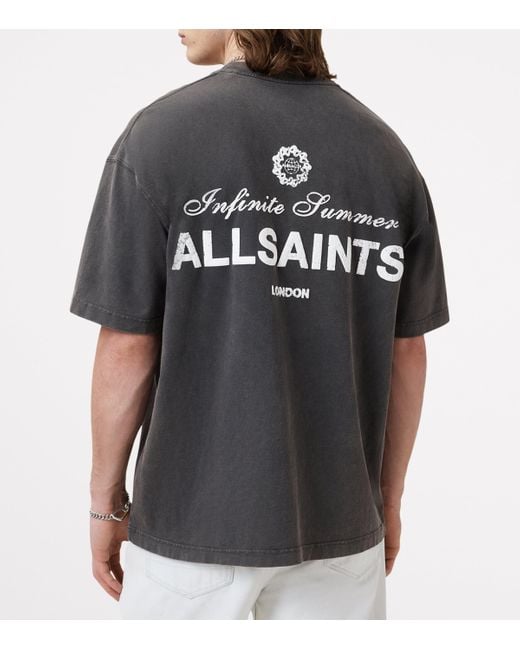 AllSaints Gray Organic Cotton Soleil T-Shirt for men