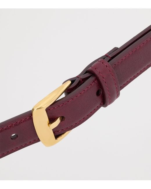 Saint Laurent White Leather Trapezoid Buckle Belt