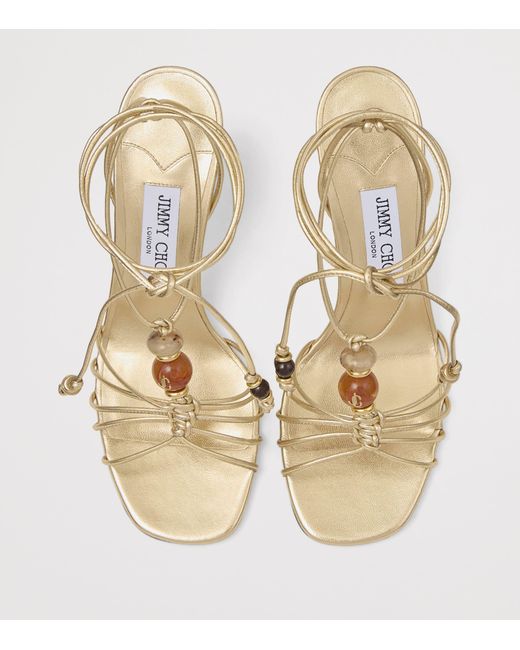 Jimmy Choo Lova 85 Metallic Leather Wedge Sandals
