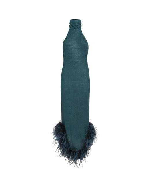 Osree Women's Blue Halterneck Lumire Plumage Maxi Dress - coffeafoods.com Osree Women's Blue Halterneck Lumire Plumage Maxi Dress - coffeafoods.com