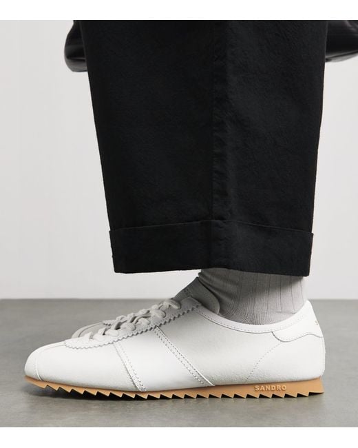 Sandro White Leather And Suede Low-Top Sneakers for men