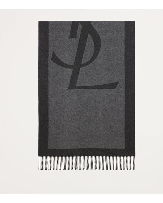 Saint Laurent Gray Silk Logo Scarf for men