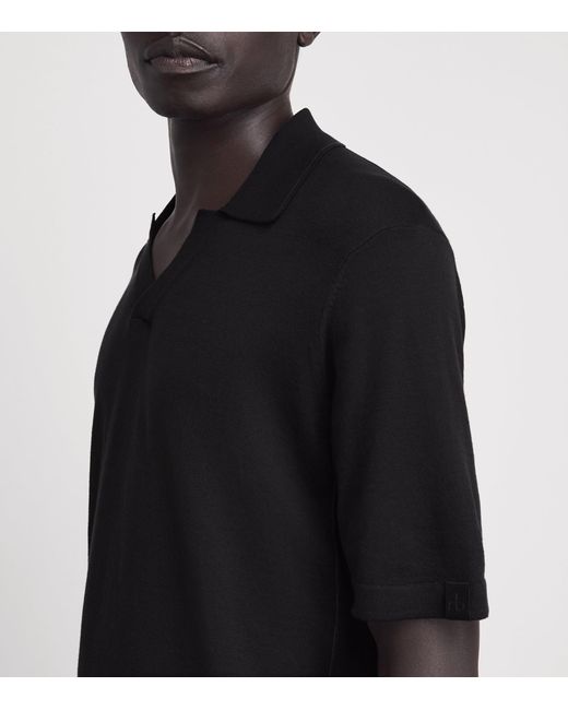 Rag & Bone Black Silk-Cotton Conrad Polo Shirt for men