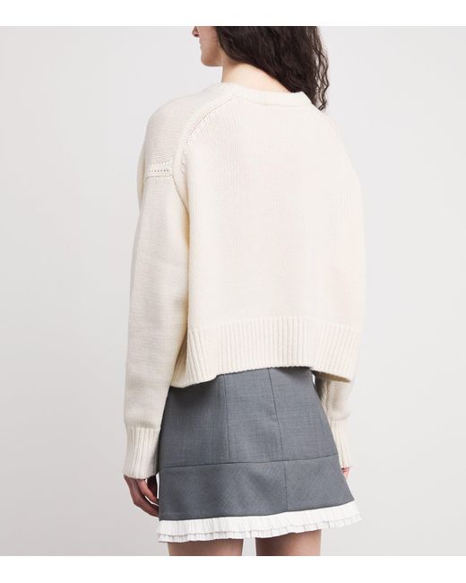 Maje White Wool-Cashmere Brooch Sweater