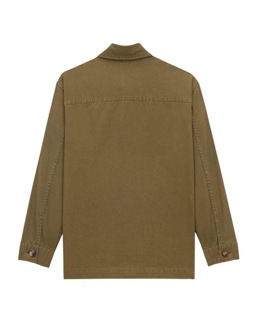 Saint Laurent Green Cotton Gabardine Cassandre Overshirt