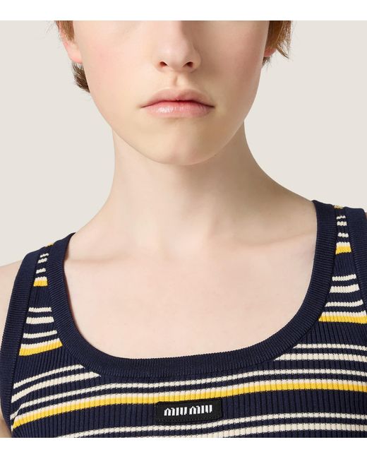 Miu Miu Black Cotton Stripe Tank Top