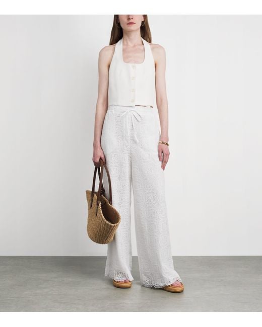 Claudie Pierlot White Lace Wide-Leg Trousers