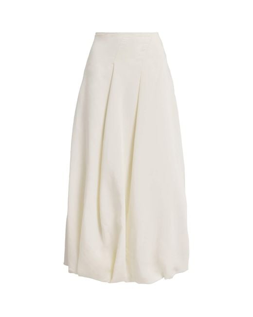 MAX&Co. White Canvas Balloon Midi Skirt