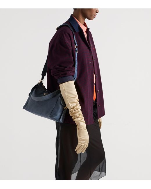 Prada Blue Large Nappa Leather Explore Shoulder Bag