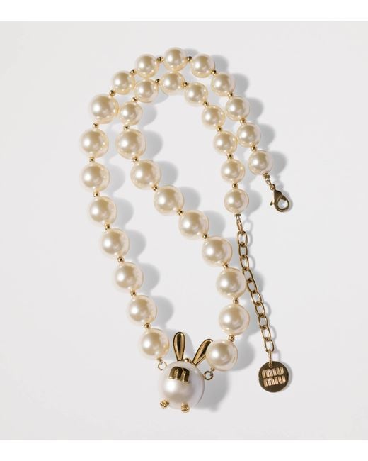 Miu Miu Metallic Pearl-Effect Necklace