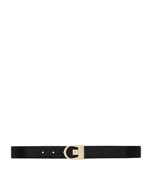Saint Laurent White Calfskin Reversible Belt