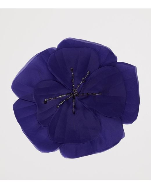 Marina Rinaldi Purple Silk Organza Flower Brooch